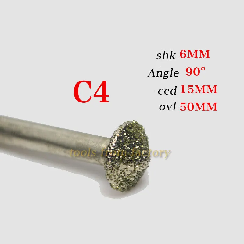 1pc 90deg 6*15mm cnc router Electroplated diamond stone carving tool stone engraving machine cutter stone cutting bits