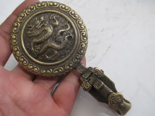 

4.33 inch / Elaborate Chinese Tibet antique brass dragon belt buckle , to ward off bad luck No.2