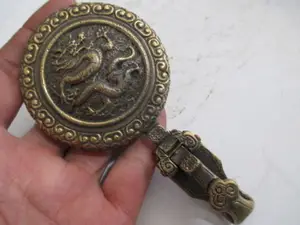 4,33 дюймов/продуманная китайская тибетская Античная латунная пряжка для ремня с драконом, для защиты от неудачи No.2