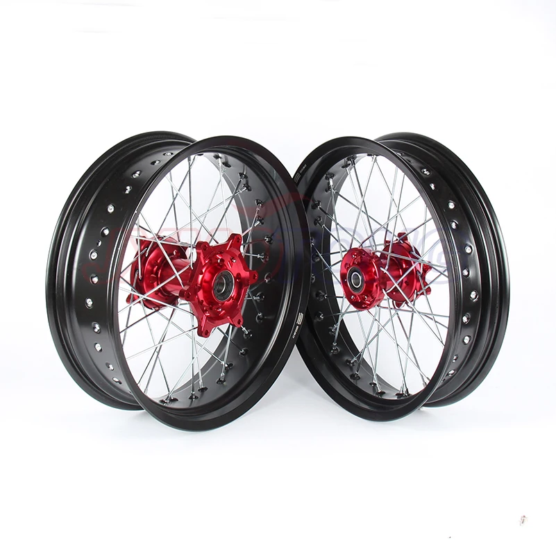 

3.5/5.0*17" SUPERMOTO WHEELS RIMS SET FOR HONDA CRF250R 2004-2013 CRF450R 2002-2012 2011 2010 2009 2008 2007 2006 2005 RED HUB