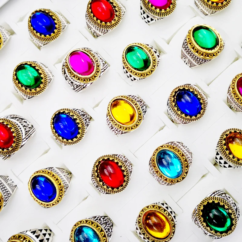 20Pcs Women Rings / Men Ring Lots Fashion Colored Crystal Jewelry Wholesale Accessories Bulks Packs RL4172