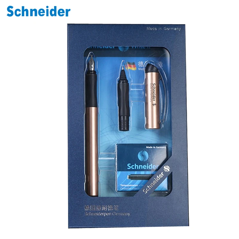 Schneider BK600 Fountain Pen Gift Box Set 0.5mm Iraurita Gel Dual Tip Vulpen Calligraphy Pen Dolma Kalem Kalem Office Supplies