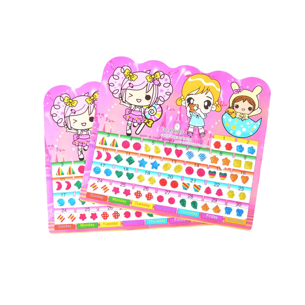 60PCS Wonderful Children Boy Girl Stickers Earring Cartoon Reward Crystal Stickers Ear Reward Stick Kindergarten Face Stickers