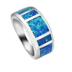 JLR-184 Hot Sale Precious Blue Opal Rings For Women & Men Unisex Big Charm Rings Fashion Jewelry