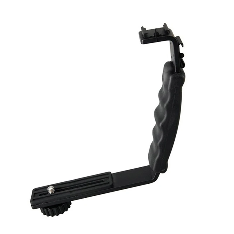 

10pcs/lot Universal L Shape Flash DV Bracket Mount Holder with Dual Hot Shoe for Led Video Light Microphone Wholesale