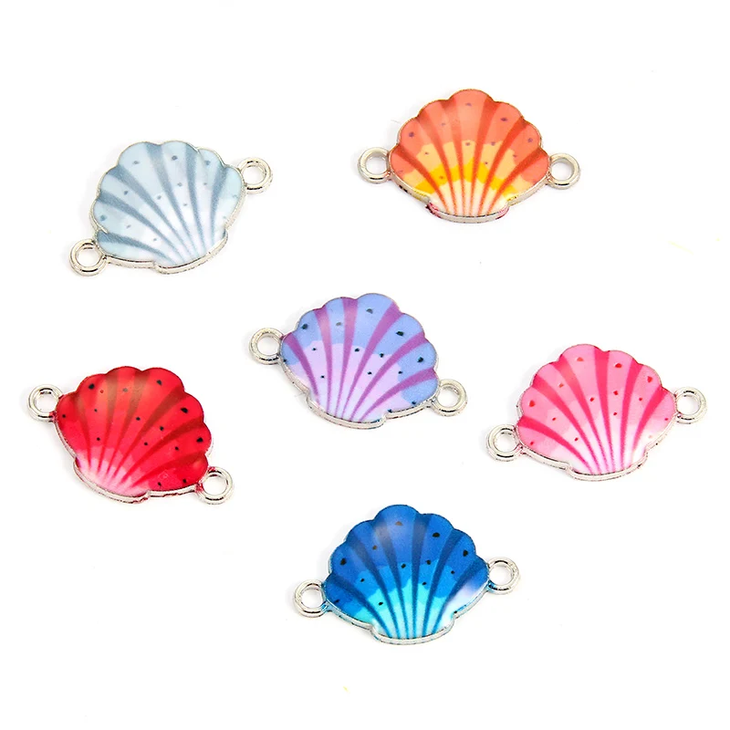 10pcs Colorful Random Shell Enamel Alloy Connectors Bracelets Charms For Fashion DIY Necklace   Jewelry Accessories Finding