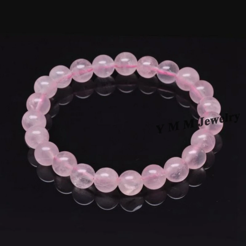 Wholesale 5pcs 8mm Rose Quartze Beaded Bracelet Natural Pink Crystal Bracelet For Gift