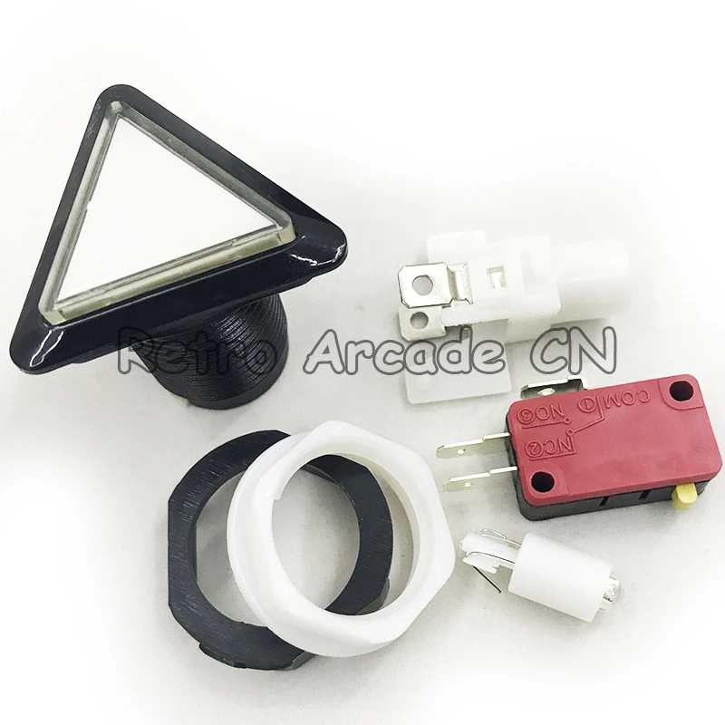 5 Colors Arcade Button 12v Triangle LED Arcade Push Button with microswitch black circle illuminated