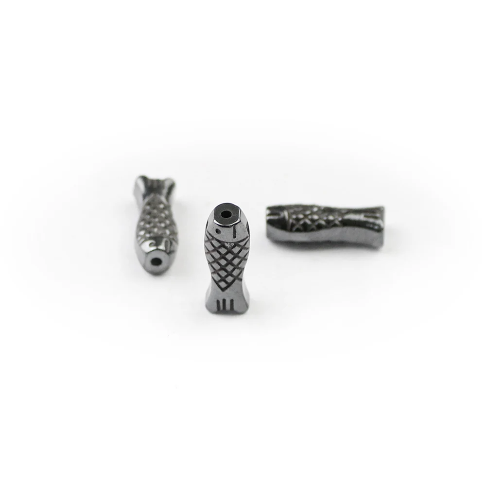 WLYeeS Fish shaped Natural Black Hematite beads Big/Small Spacer Loose Beads for DIY Jewelry necklace Earring Bracelet Making