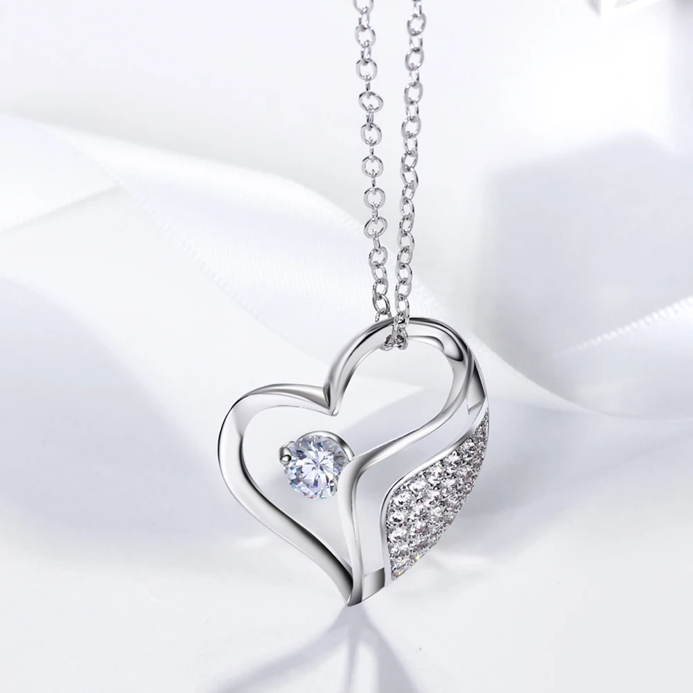 

YLMyself Large Crystal Heart Pendant, Romantic Jewelry Gift for Wife, Adjustable 55+5cm Long Chain in Stock Necklace