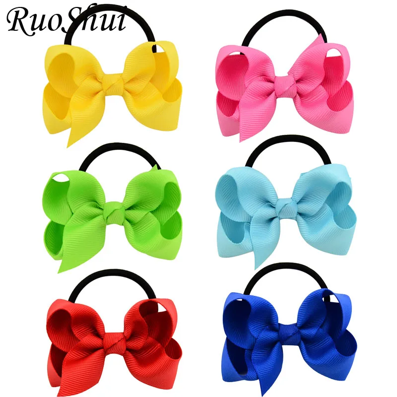 

3 Inch Ribbon Hair Ribbon Bows with Elastic Band Hairband for Girls Kids Hair Accessories Elastic Hair Bands Rubber Hair Ties