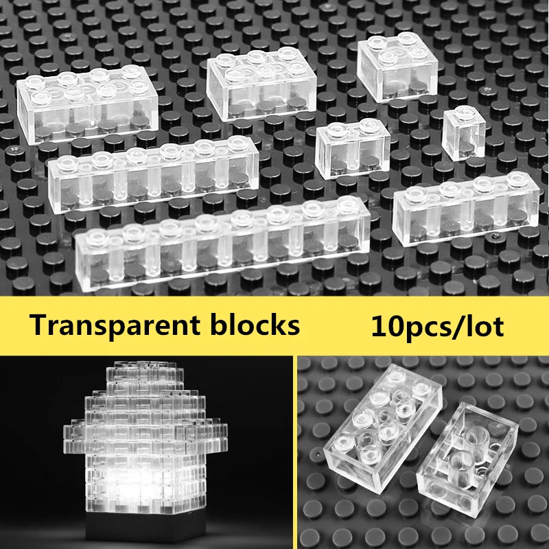 10pcs/lot Transparent Building Block bricks Luminous block Compatible with KNOWN B Educational Toy Gift for Children