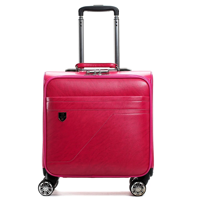 

Letrend PU Leather Women Rolling Luggage Spinner 16 inch Carry On Trolley Travel Bag Women's Handbag Suitcases Wheels Trunk