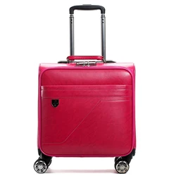 Letrend PU Leather Women Rolling bagaglio Spinner 16 pollici Carry On Trolley borsa da viaggio borsa da donna valigie ruote tronco