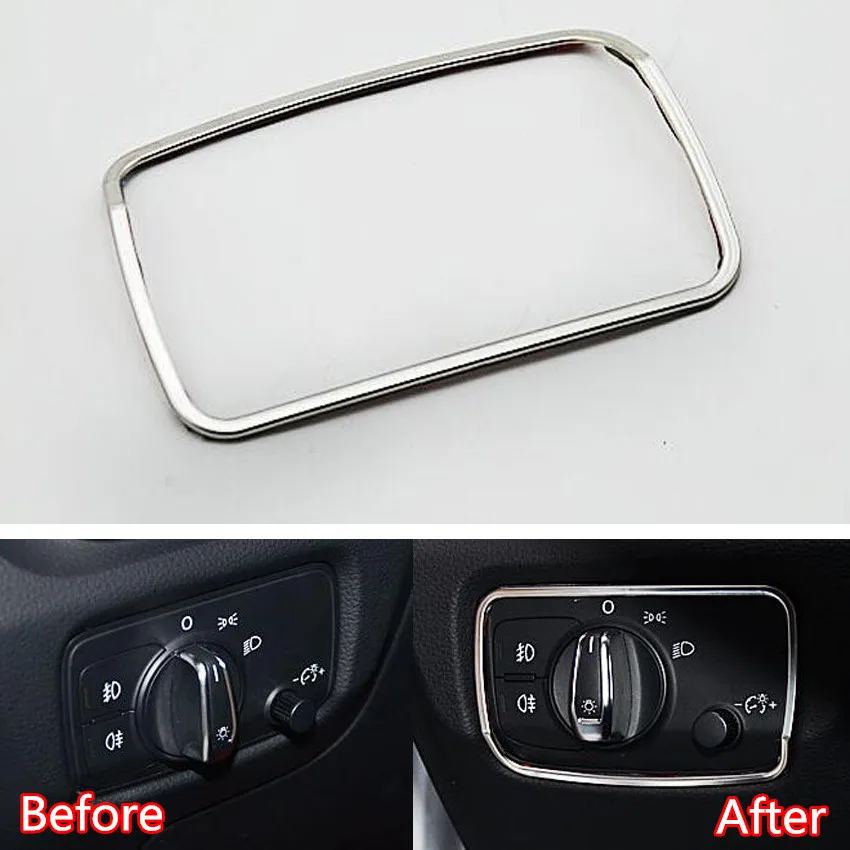 

YAQUICKA Front Head Light Switch Panel Frame Trim Sticker Styling For Audi A3 8V 2012 2013 2014 2015 Stainless Steel