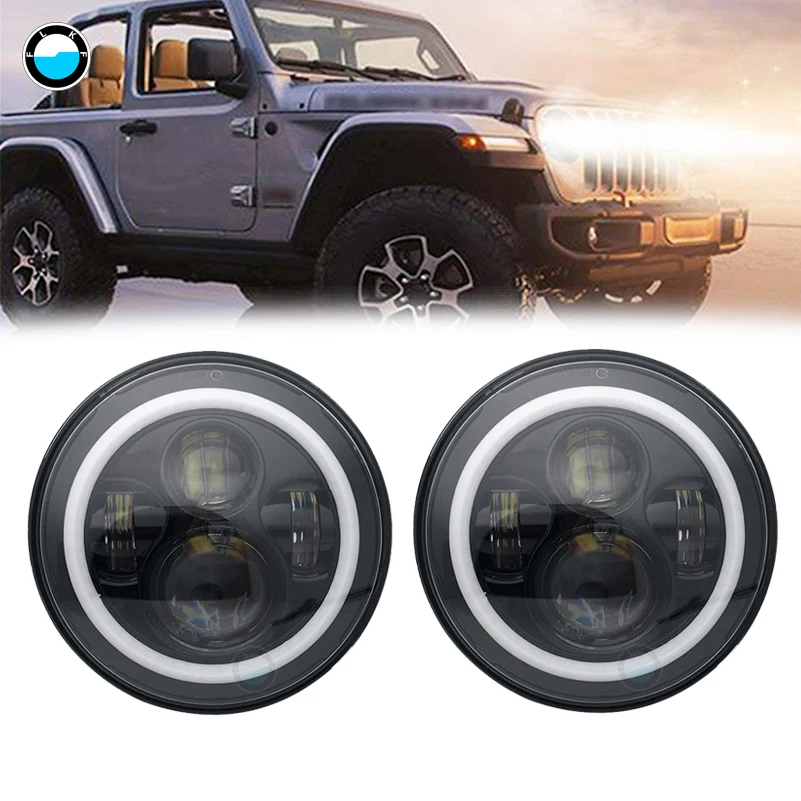 

7 inch LED Headlights Angle Eye DRL with High/Low Beam for Jeep Wrangler JK TJ LJ CJ Rubicon Sahara Unlimited Hummer.