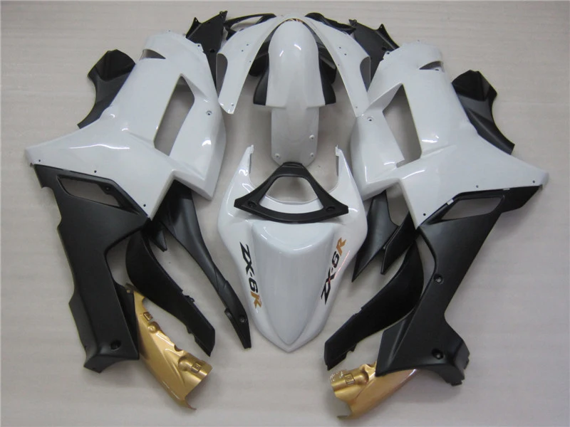 Hot fairings for Kawasaki ZX6R fairing kits 2007 2008 white black gold motorcycle parts ZX-6R 07 08 Ninja 636 CS17