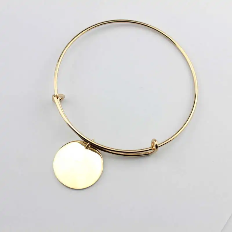 Monogram Flat Disc Charm Bangle Adjustable Bracelets