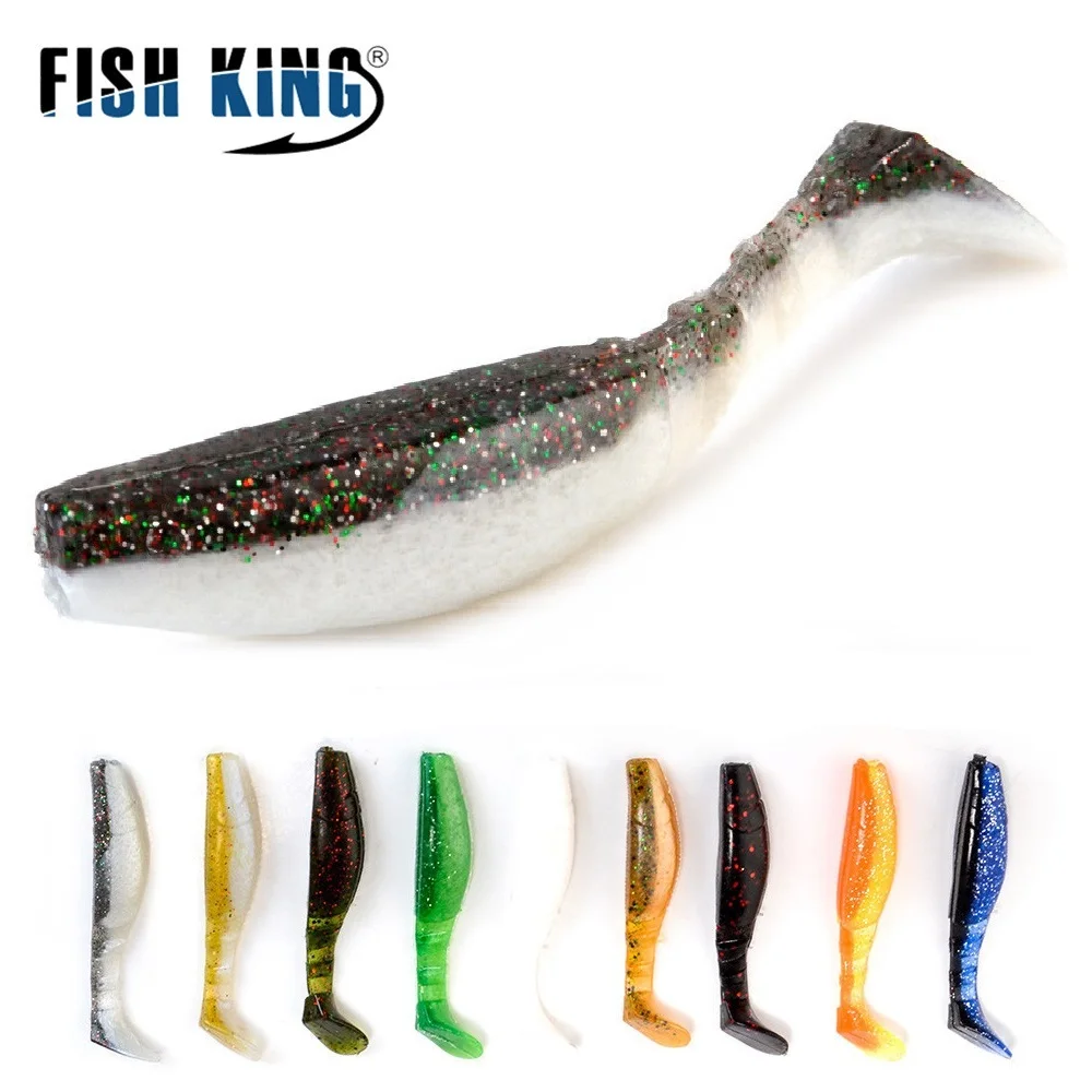 FISH KING 1pc 7.5-14g Worms Soft Silicone Bait T Tail Jig Fishing Lures 9-11.5cm Rubber Shads Fishing Bait Wobblers For Sea Bass