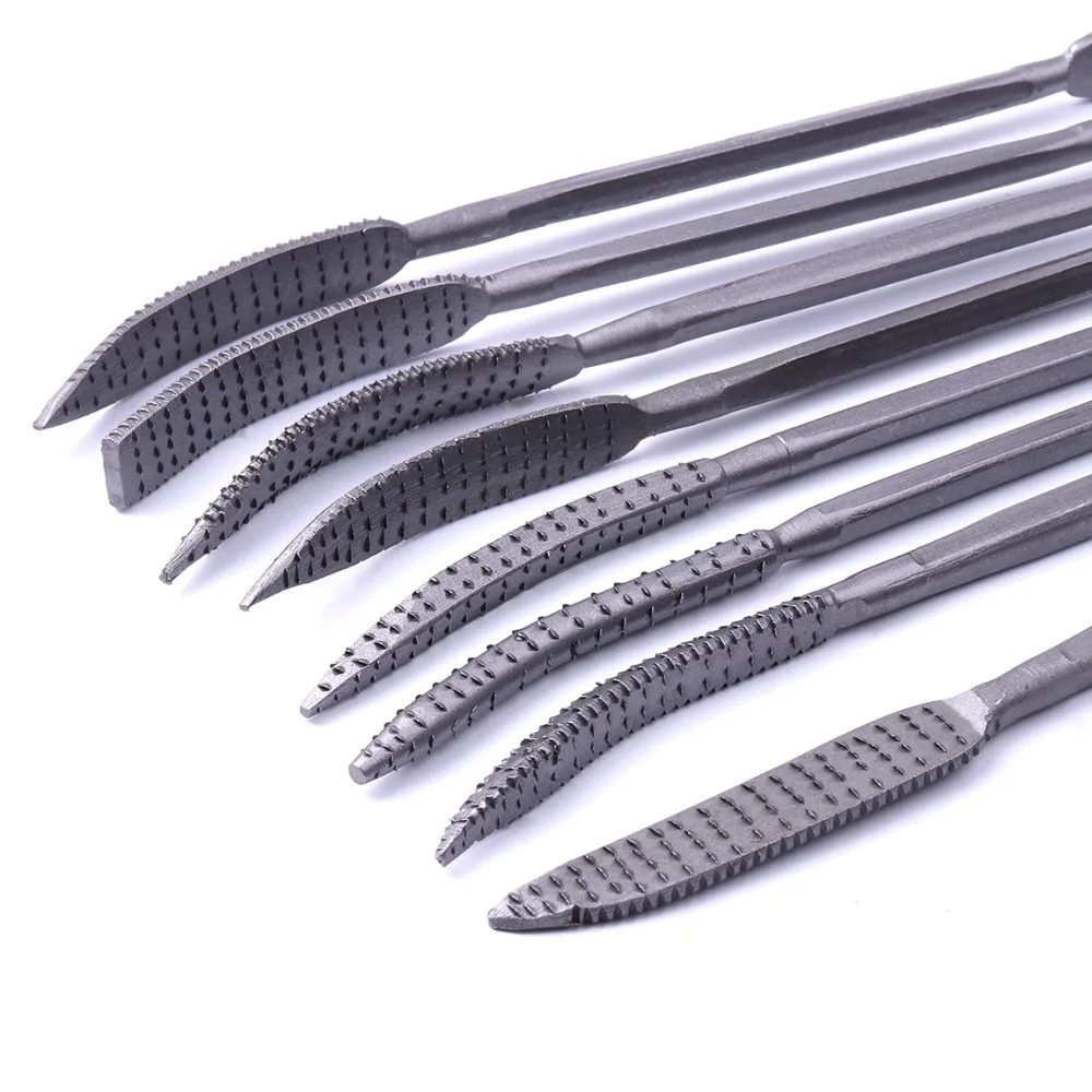 Professional 8Pcs 190mm Carbon Steel Rasp Riffler File Set Double Ended Coarse Riffler Kit for Wood Working Hand Tool