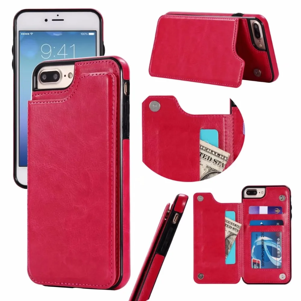 Adtismark Luxury Wallet Case For iPhone 5 6 6S Plus Bracket Type Leather Card Holder Kickstand Flip Back Cover For iPhone 7 8