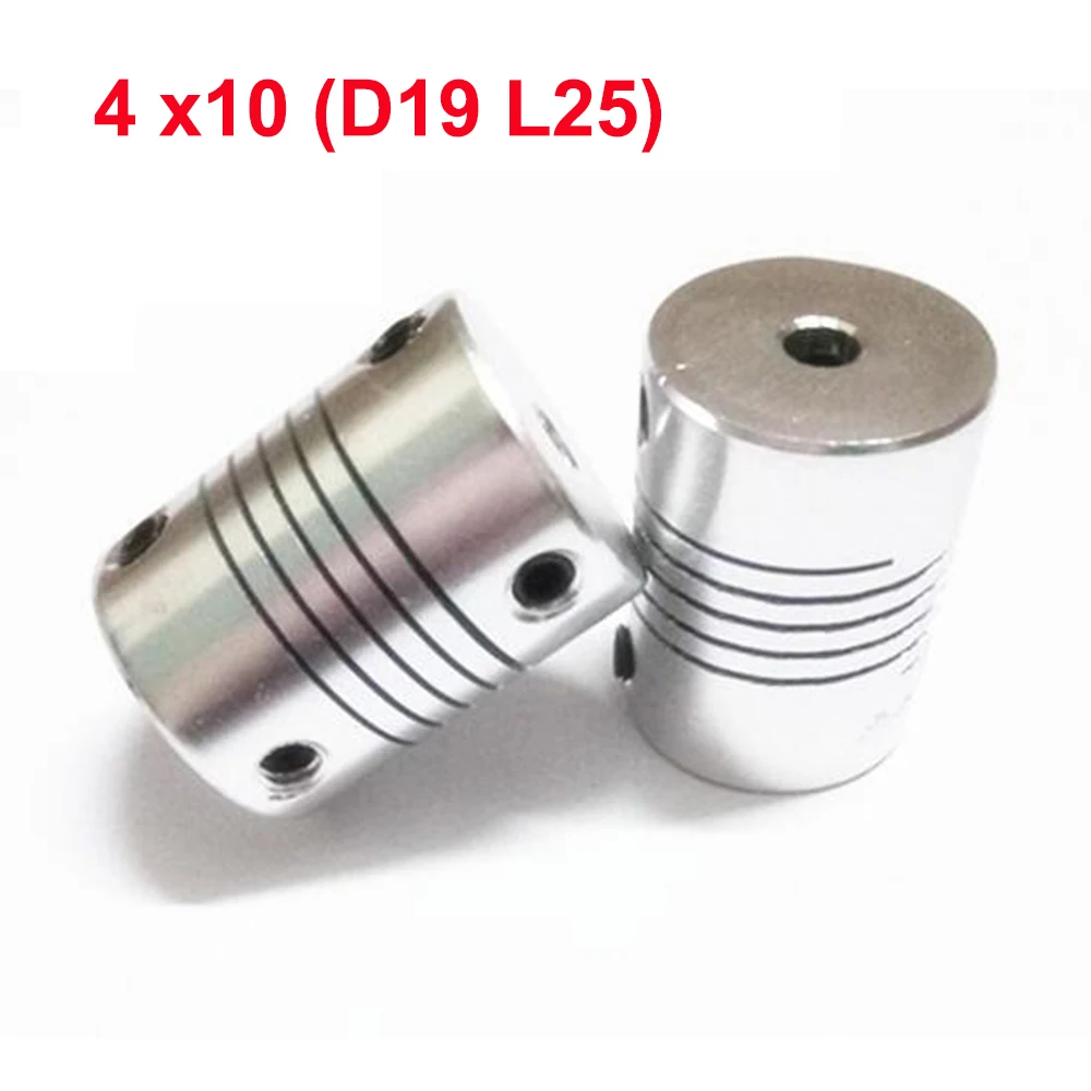 2PCS 4x10mm CNC Motor Jaw Shaft Coupler 4mm To 10mm Flexible Coupling OD 19x25mm wholesale Dropshipping