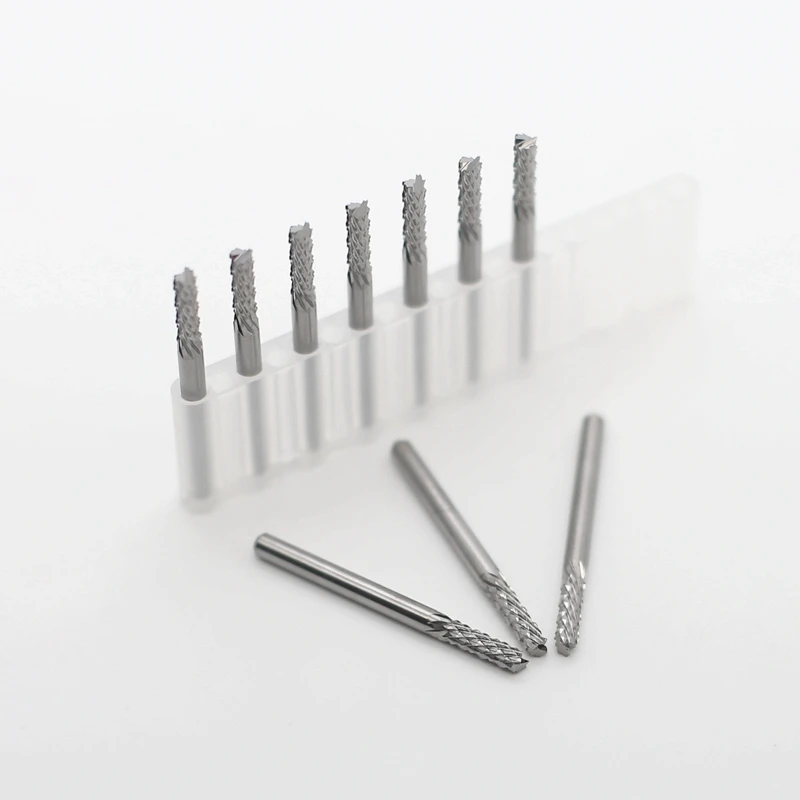 HANGXIN tungsten carbide left lower cut strawberry corn PCB milling cutter kit 1.0-3.175mm 10PCS planing tool metal cutting