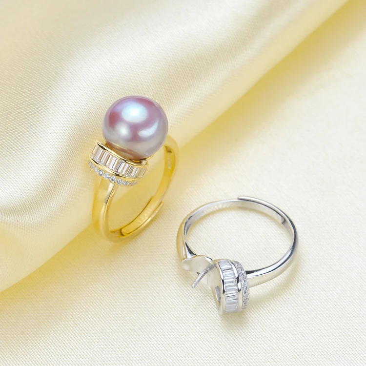 Adjustable Pearl Rings Settings S925 Sterling Silver Rings Holder Women DIY Pearl Jewelry Accessory 3Pieces/Lot