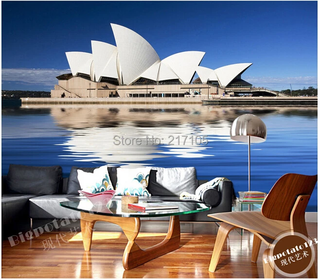 

Custom photo wallpaper mural of Sydney Opera House for the living room sofa, TV background wall vinyl wallpaperpapel de parede