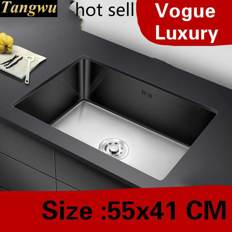 

Free shipping Home luxury small kitchen manual sink single trough common wash vegetables 304 stainless steel hot sell 55x41 CM