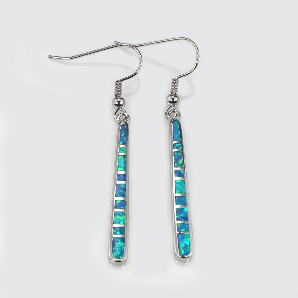 JLE547  New Blue Fire Opal Silver Plated EarringsWholesale and Retail Noble Women Jewelry Drop Earrings