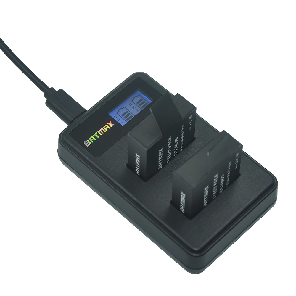 2 baterías Sjcam Sj4000 batería + LCD cargador USB Dual para SJCAM Sj 4000 SJ5000 Sj5000x SJ6000 Sj7000 Sj8000 Sj9000 Wifi SJ M10