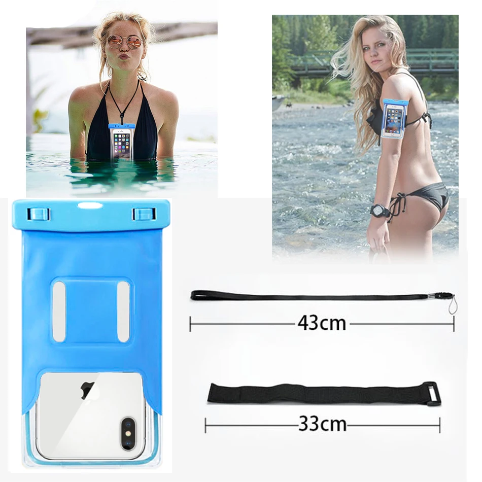 Water proof shooting underwater camera cover hand 6.4 inch universal phone pouch waterproof case for Xaomi Redmi huawei iphone X