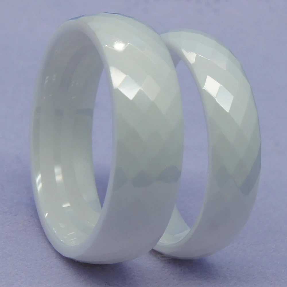 8mm classic facet white hi-tech scratch proof ceramic ring 1pc