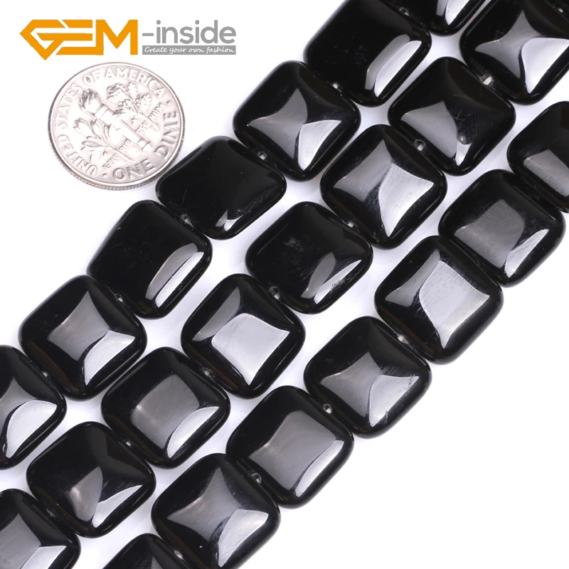 GEM-inside Black Agates Diagonal Square Beads For Jewelry Making Beads DIY Strand 15\