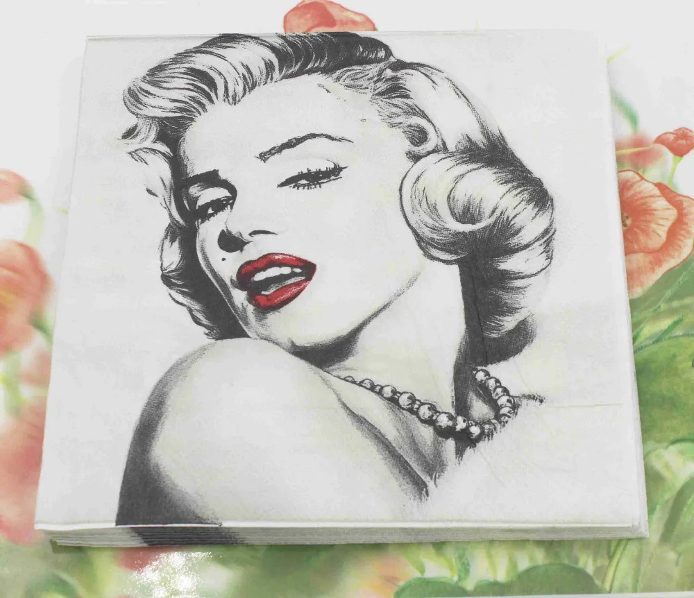 [RainLoong] Marilyn Monroe Paper Napkin Festive & Party Tissue Napkin Supply Party Decoration 33cm*33cm 1 pack (20pcs/pack)