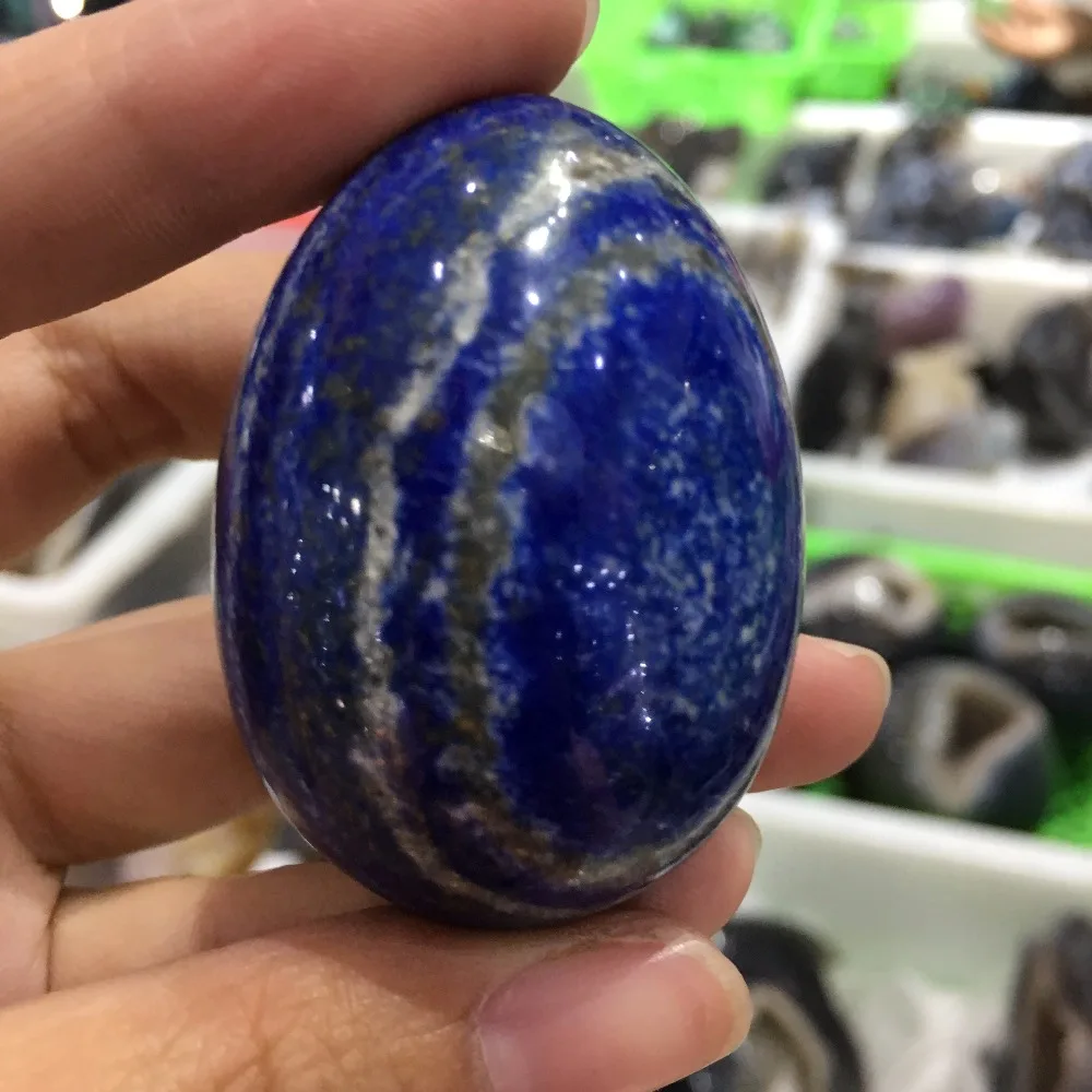 96g Natural Beautiful Lapis Lazuli Crystal Egg For Massage Collection