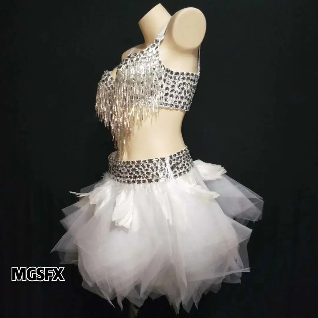 Hand-Sewn crystal Diamond Jazz Latin dancer dress Ladies ds ballet costume ballroom singer disco dj dance dresses