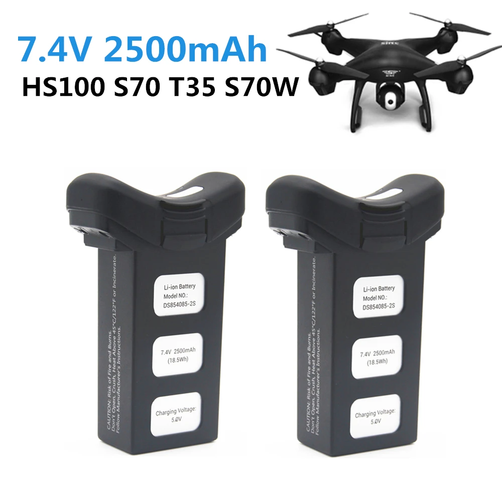 2pcs 7.4V 2500mah lithium battery for HS100 S70W T35 quadcopter spare parts aircraft drone battery black white