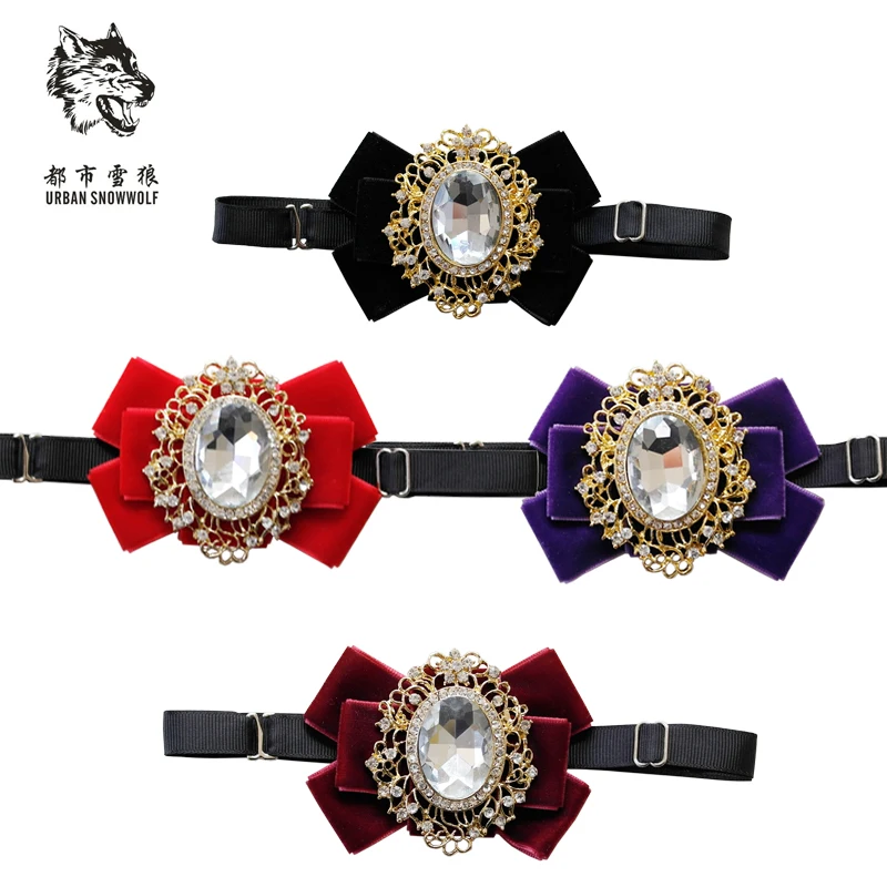 New Free Shipping FASHION male MEN'S Korean luxury crystal diamond collar stage wedding party groom velvet bow tie Headdress