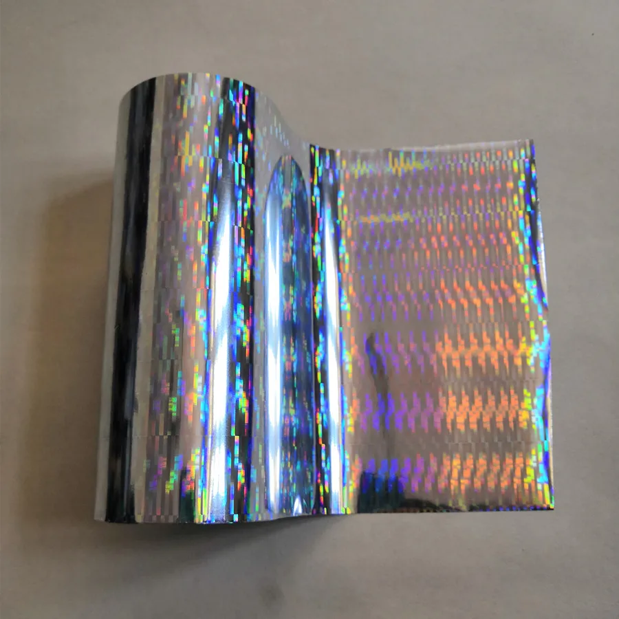 Hot stamping foil  holographic foil silver thick line pattern hot press on paper or plastic heat transfer film