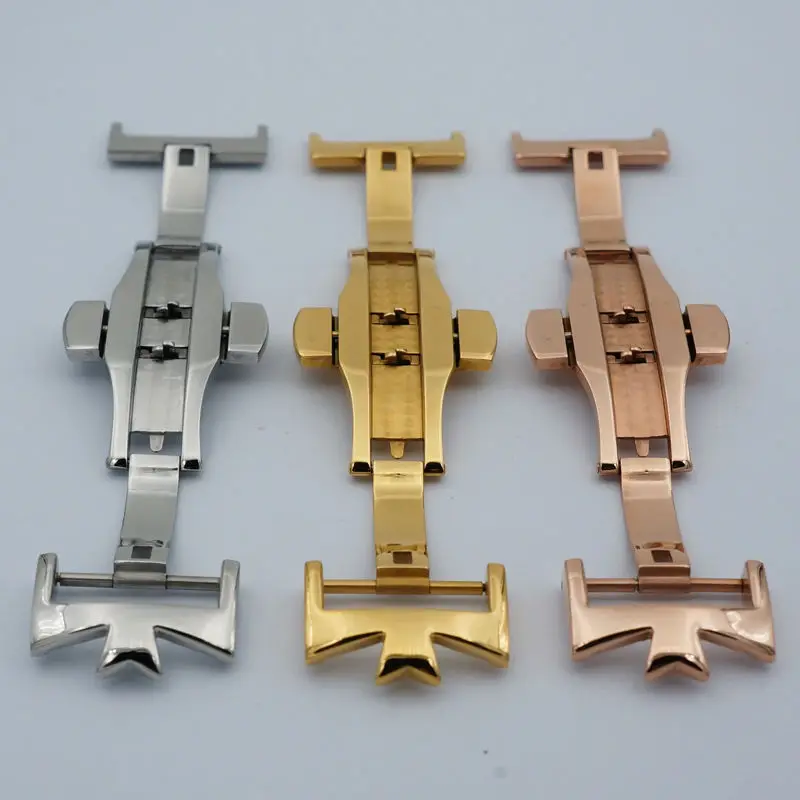 MAIKES Hot Sale 18mm20mm 316L Stainless Steel Double By Double Open Watch Buckle Clasp Strap Deployant For Watchbands