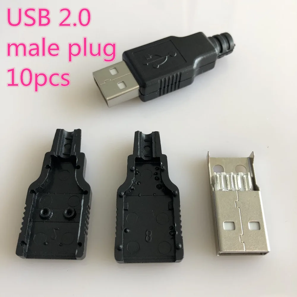 10pcs/lot USB 2.0 Male Female Connectors Plug Welding Data OTG Line Wire Cable Connector DIY Accessories Drop Shipping YT2151