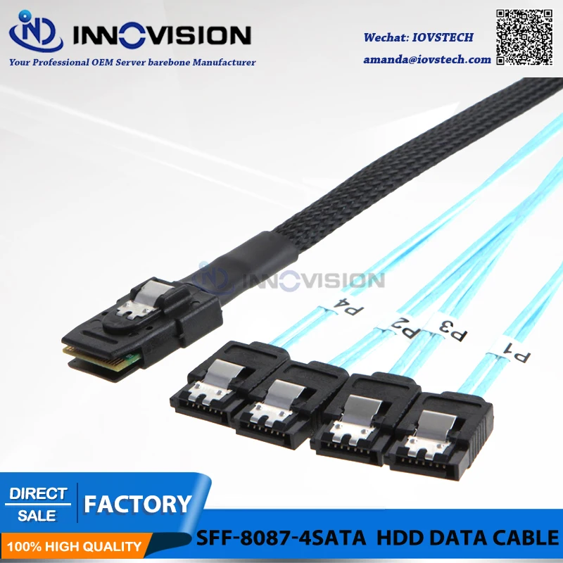 

High quality Mini SAS 36pin SFF 8087 Host to 4 SATA 7 Pin Target Hard Disk Data Cable