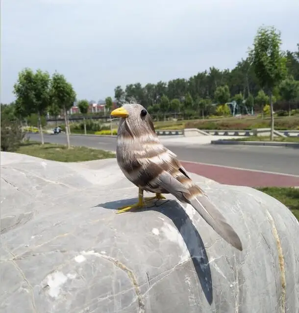 simulation bird about 22cm gray feathers sparrow bird model handicraft prop,home garden decoration gift p2108