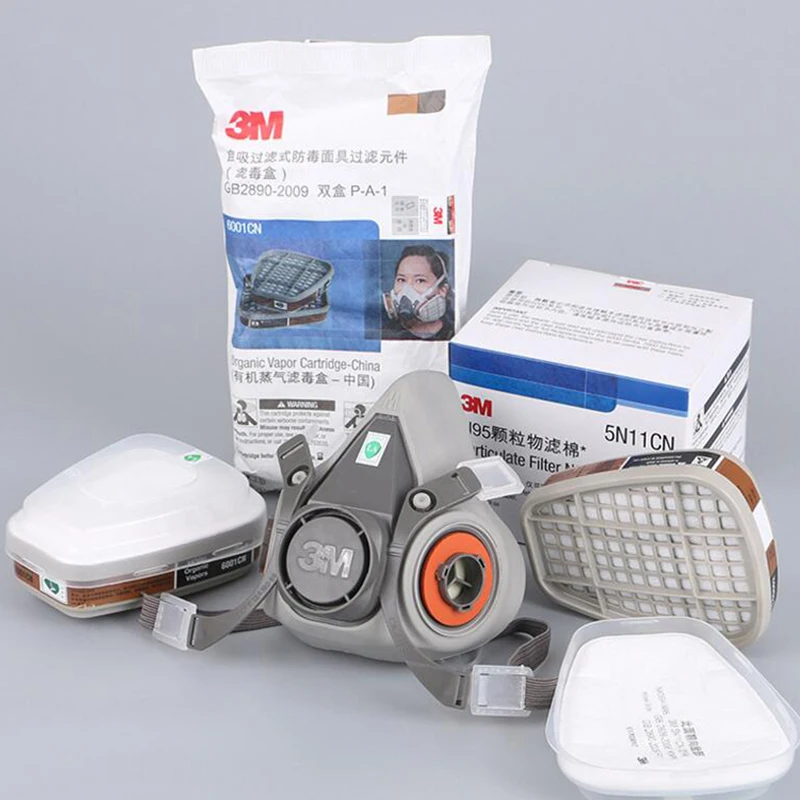 3M 6200 Half Face Painting Spraying Respirator Gas Mask 15 In 1 Suit Safety Work with 6001 Filter Dust Mask