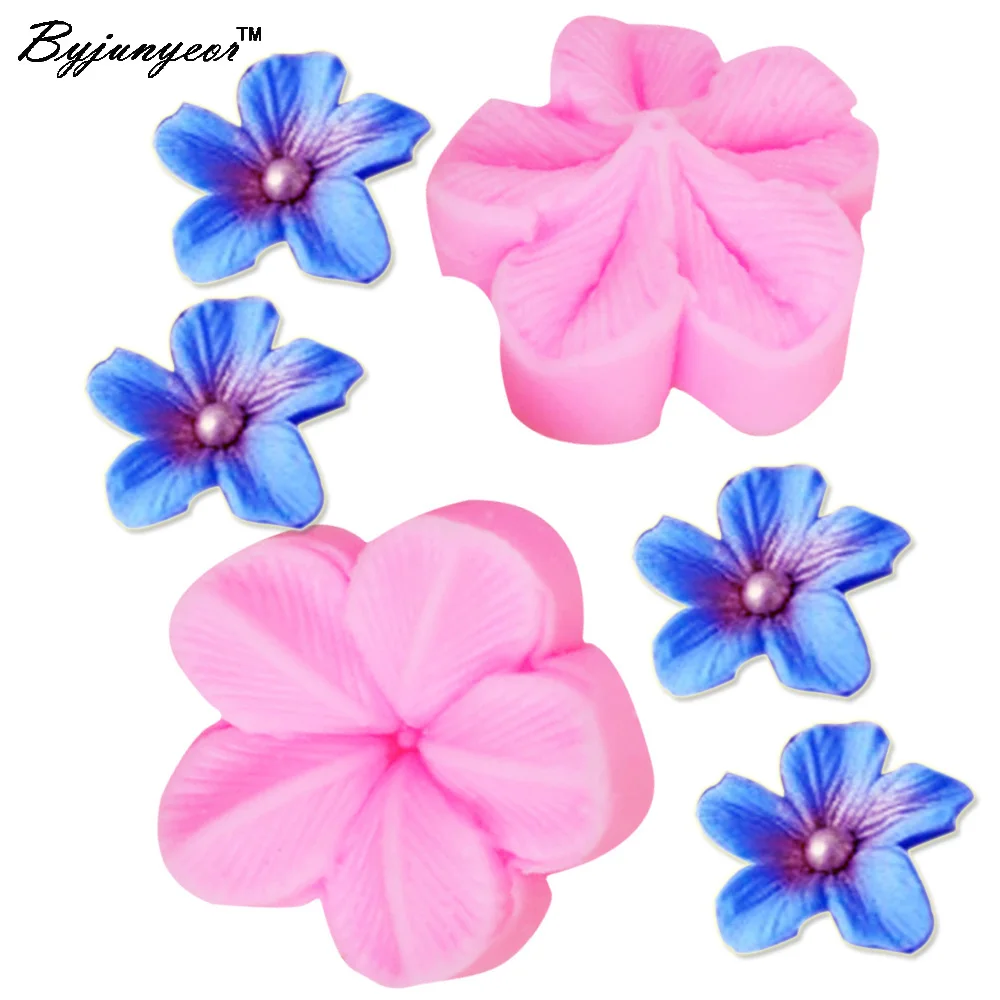 F1042 Plum Petal Flower Leaf Veiner Silicone Mold Cake Decorating Fondant Impression Flower Mold Sugarcraft Mold 4*4*2cm 2pcs