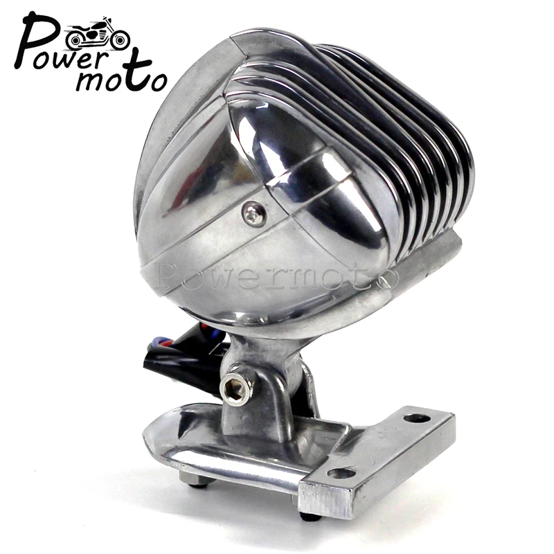 Chrome Motorcycle Aluminum Handmade Taillight Microphone LED Lamp Brake Stop Light For Harley Cafe Racer Bobber Chopper Custom