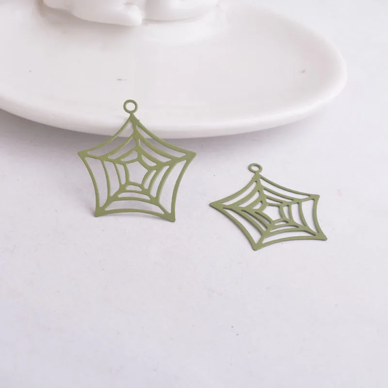 50 Stück AB1030 30mm*33mm Halloween Reticular Charms Blaue Ohrringe Anhänger – Detail 11