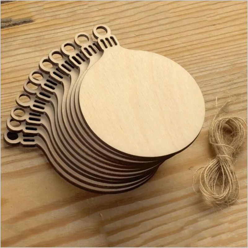 10pcs Wooden Reindeer Cutouts Christmas Reindeer Hanging Ornaments with Ropes for Decoration and Craft DIY Props